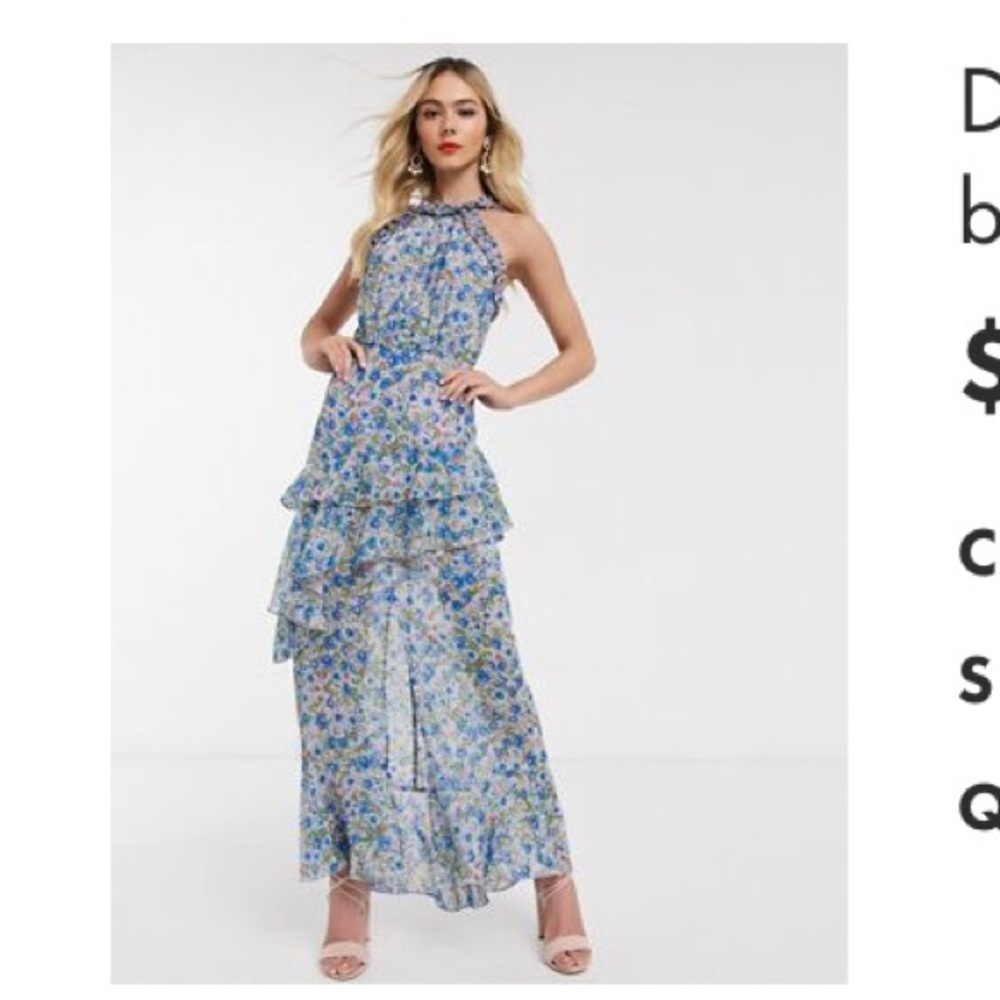 ASOS High Neck Maxi Dress in Dark Floral